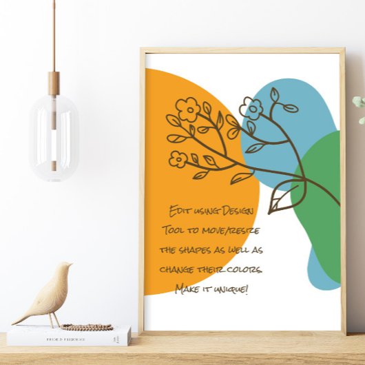 Boho vormt Eenvoudige Lineart Flower Calm Quote Poster