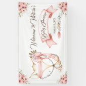 Boho Vossenmeisje Baby Shower Vlag Spandoek (Verticaal)