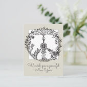 Boho Vredesteken Elegante Meisjesachtige Mooie Blo Briefkaart (Staand voorkant)