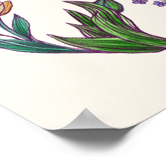 Boho Vredesteken Elegante Meisjesachtige Mooie Blo Poster (Hoek)