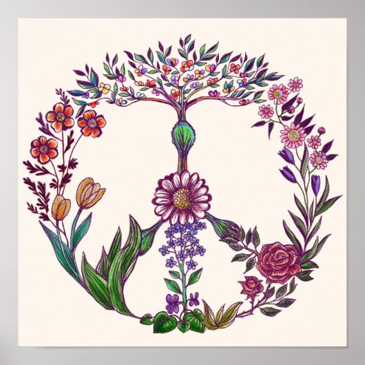 Boho Vredesteken Elegante Meisjesachtige Mooie Blo Poster (Voorkant)