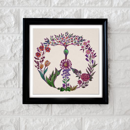 Boho Vredesteken Elegante Meisjesachtige Mooie Blo Poster