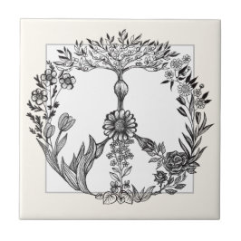 Boho Vredesteken Elegante Meisjesachtige Mooie Blo Tegeltje