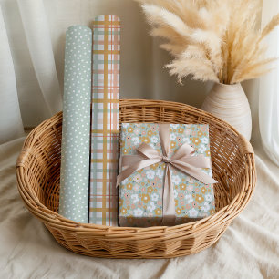 Boho Vrije Geest Bloemige Pastel Fun Inpakpapier Vel