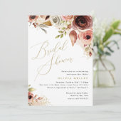 Boho Vrijgezellenfeest, aardachtig bloemengoud scr Kaart (Staand voorkant)