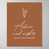 Boho Vrijgezellenfeest Advies en Wensen Sign Poster (Voorkant)