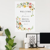Boho Vrijgezellenfeest Bloemen Welkomstbord Poster (Thuiskantoor)