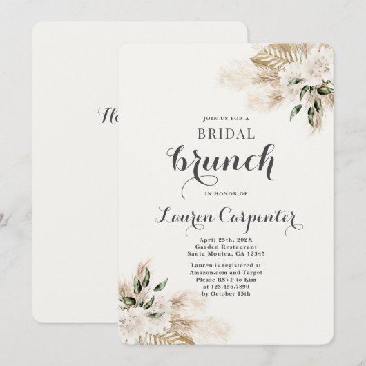 Boho Vrijgezellenfeest Brunch Uitnodiging (Voorkant / Achterkant)