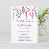 Boho Vrijgezellenfeest Feather Indian Paars Southw Kaart (Staand voorkant)