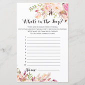 Boho Vrijgezellenfeest Game - Wat zit er in de tas (Voorkant)