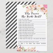 Boho Vrijgezellenfeest Game - Wie kent bruid het b (Voorkant / Achterkant)