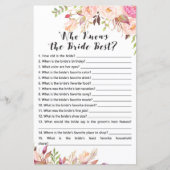 Boho Vrijgezellenfeest Game - Wie kent bruid het b (Voorkant)