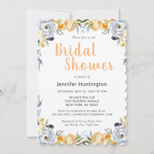  Boho Vrijgezellenfeest Grijze Perzik Bloemen Kaart (Voorkant)