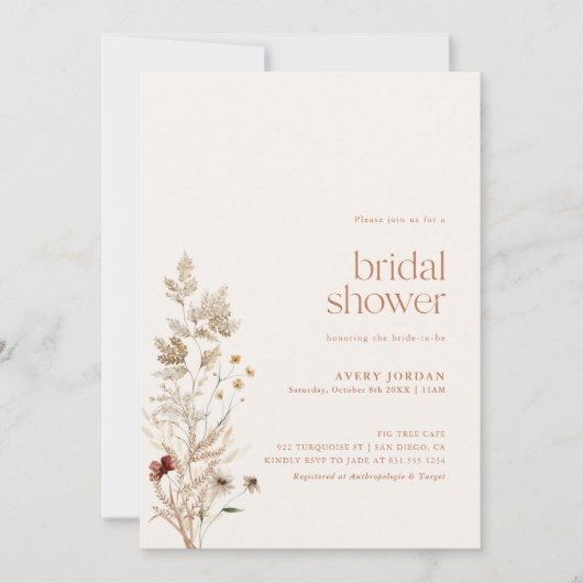 Boho Vrijgezellenfeest Invite | Modern Floral Brid Kaart (Voorkant)