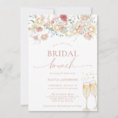 Boho Vrijgezellenfeest Invite | Modern Floral Brun Kaart (Voorkant)