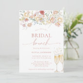 Boho Vrijgezellenfeest Invite | Modern Floral Brun Kaart (Staand voorkant)