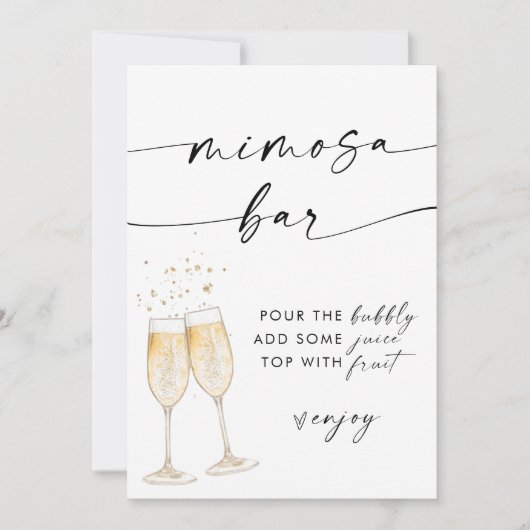Boho Vrijgezellenfeest Mimosa Bar Sign. | Bubble B Kaart (Voorkant)