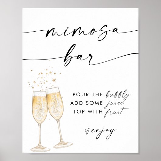 Boho Vrijgezellenfeest Mimosa Bar Sign. | Bubble B Poster (Voorkant)