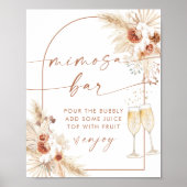 Boho Vrijgezellenfeest Mimosa Bar Sign. Poster (Voorkant)