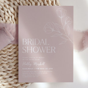 Boho Vrijgezellenfeest Minimalist Pink Floral Flow Kaart