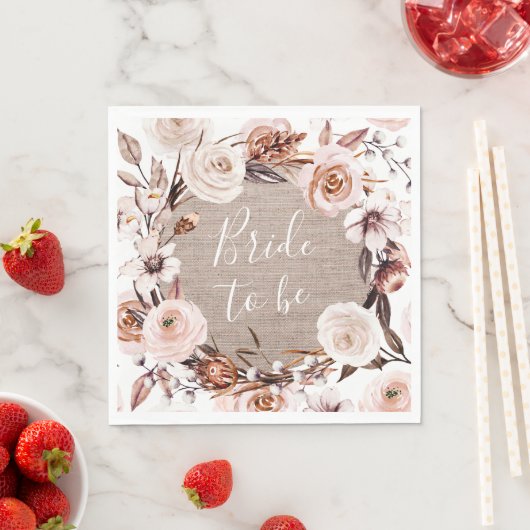 Boho Vrijgezellenfeest Napkins Burlap Bride to be Servet (Insitu)