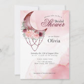 Boho Vrijgezellenfeest Pink Crescent Moon Mandala Kaart (Voorkant)