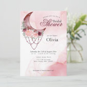 Boho Vrijgezellenfeest Pink Crescent Moon Mandala Kaart (Staand voorkant)