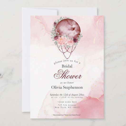 Boho Vrijgezellenfeest Pink Maroon Full Moon Kaart (Voorkant)