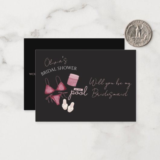 boho vrijgezellenfeest pool bridesmaid proposal notitiekaartje (Voorkant / Achterkant in situ)