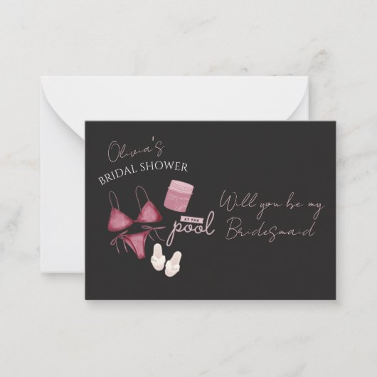 boho vrijgezellenfeest pool bridesmaid proposal notitiekaartje (Voorkant)