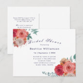 Boho vrijgezellenfeest rode roos bloemenuitnodigin briefkaart (Voorkant / Achterkant)