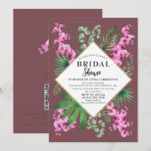 Boho Vrijgezellenfeest Tropische Floral QR Code Pa Kaart (Voorkant / Achterkant)