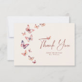 Boho Vrijgezellenfeest vlinder dank u kaart (Voorkant)