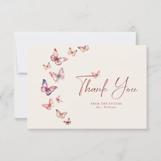 Boho Vrijgezellenfeest vlinder dank u kaart (Voorkant)