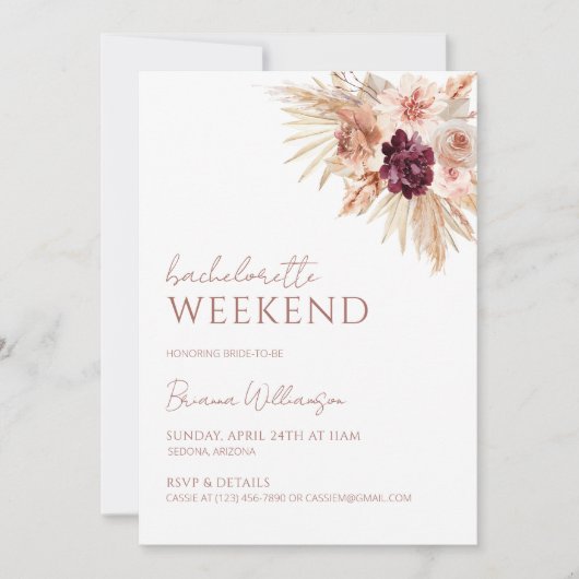 Boho vrijgezellenweekend uitnodiging en reisplan (Voorkant)