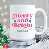 Boho Vrolijk en Helder Kerst Roze Vakantie Koffiemok