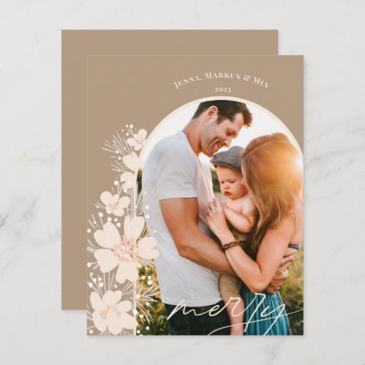 Boho Vrolijk kerstfeest in de woestijn Feestdagenkaart (Voorkant / Achterkant)