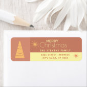 Boho Vrolijk Kerstfeest vrolijk kleurenblok Etiket (Insitu)