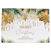 Boho Vrolijk kerstgoud poinsettia Groot Cadeauzakje (Achterkant)