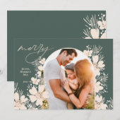 Boho Vrolijk Kerstgroen Feestdagenkaart (Voorkant / Achterkant)