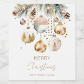 Boho Vrolijke Kerstvakantie besneeuwde dennen Wijn Etiket (Enkel label)