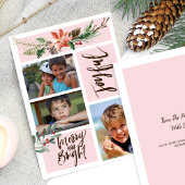 Boho vrolijke vrolijke en heldere kerstfoto feestdagenkaart