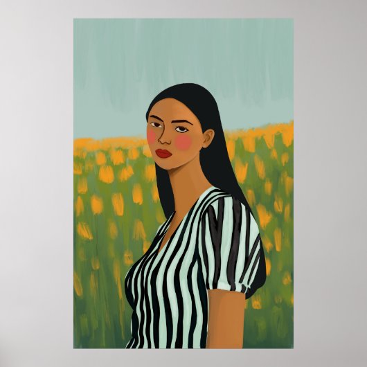 Boho vrouw bloemen poster print kunst (Voorkant)