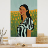 Boho vrouw bloemen poster print kunst (Keuken)