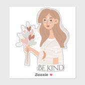 Boho vrouw boeket van bloemen retro zijn vriendeli sticker (Vel)