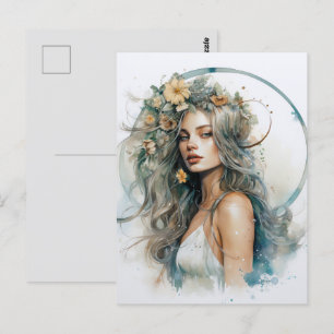 Boho vrouw briefkaart