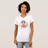 Boho vrouw bruine bob maansterren abstract neutraa t-shirt (Voorkant volledig)