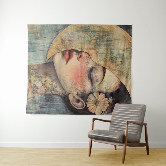 Boho vrouw en halve maan wandkleed (In Situ (horizontaal))