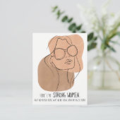 Boho Vrouw Gezicht in Zonnebril Line Art Retro Briefkaart (Staand voorkant)