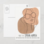 Boho Vrouw Gezicht in Zonnebril Line Art Retro Briefkaart (Voorkant / Achterkant)